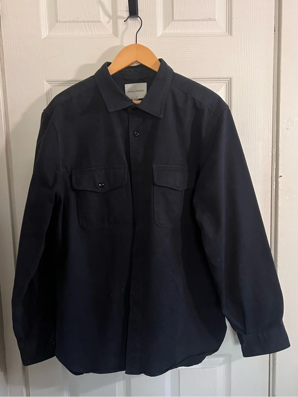 Banana Republic Men's Dark Navy Utility Shirt Jacket | 100% Cotton | Large